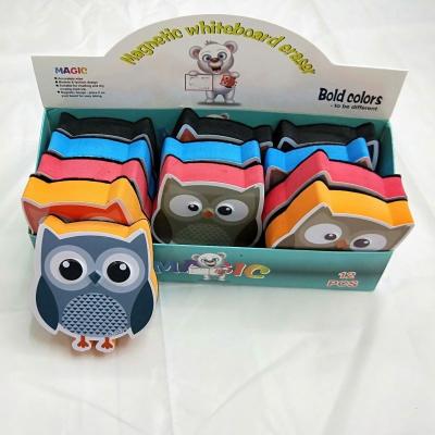 China Wholesale Environmentally Friendly Funny Animal Owl Shaped Boho Eva Magnetic Whiteboard Eraser For School&office for sale