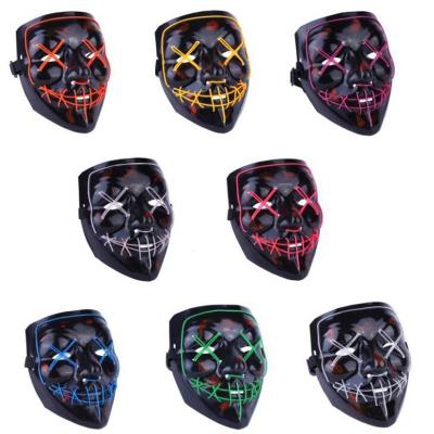 China Festival Decoration Attractive PVC Led Glowing Neon Face Mask Halloween Party Scary Mask for sale