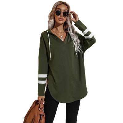 China 2021 new women's v-neckline simple fashion temperament top QUICK-DRY thin loose top hoodie for sale