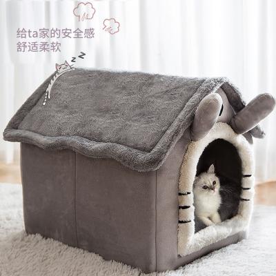 China Warm Cat Bed Pet Cat Supplie Teddy Removable Washable House Dog House Winter Fully Enclosed Breathable Small for sale