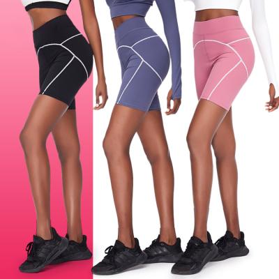 China Breathable High Waist Ladies Sports Pants High Elastic Sports Yoga Pants Shorts Custom Logo Gym Shorts Running Training Summer Biker for sale