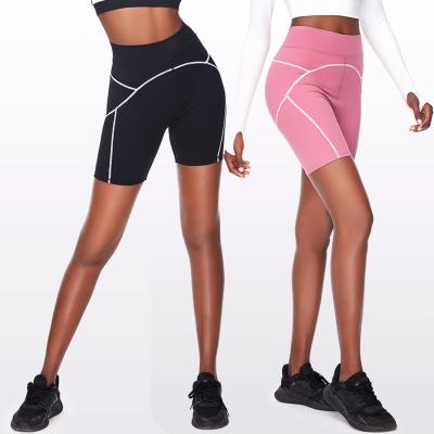 China Breathable High Waist Yoga Shorts Skinny Running Cycling Sportswear Exercising Workout Fitness Elastic Hip Shorts for sale