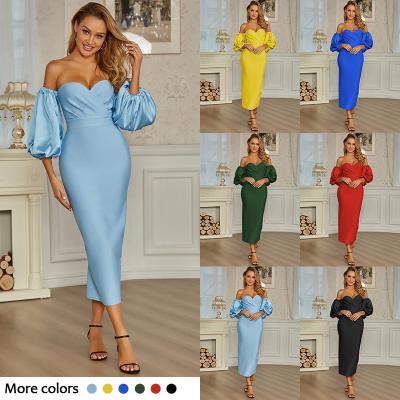 China New Style Sustainable Women's Off-the-Shoulder, Half Sleeve Dress For Banquet Fashion Party Elegant Ladies Dress for sale