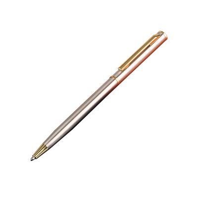 China Newcomer New Arrival Fluently Writing Silver Slim Pen For Writing Black Aluminum Slim Pen Metal Ballpoint Pen for sale