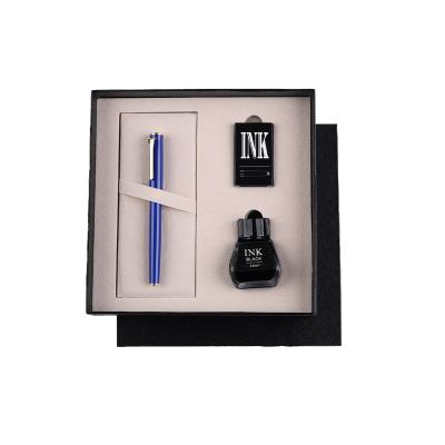 China Student Best Products to Sell Factory Online Fountain Pen Luxury Beautiful Blue Brass Pen Set for sale