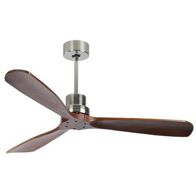 China Vietnam decorative brushed industrial ceiling fan modern remote control wooden nickel propeller 52 blade without light for sale