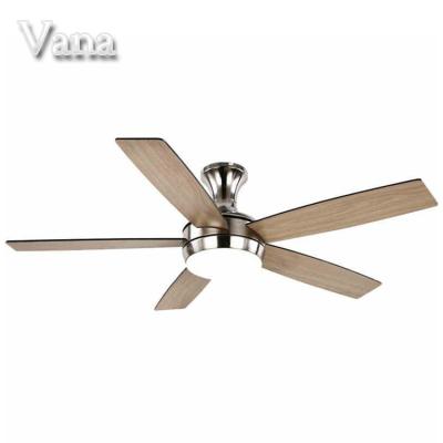 China Hotel 52In LED Flush Mount Orbit Smart Ceiling Air Vent Low Height Shunde Remote Light Ceiling Fan With Wings Made Of Walnut for sale