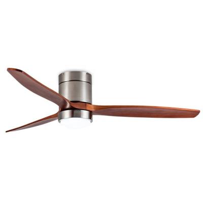 China High End Luxury Solid Wood Blades Forward And Reverse Functions 42 52 60 Inch Flush Mount Install Silent DC Motor Energy Saving Ceiling Fan With CCT LED Light for sale