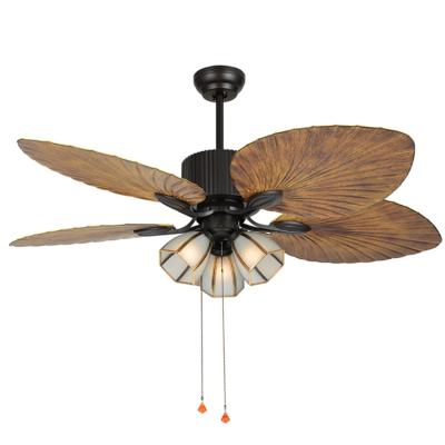 China Veinto Vento Large Beautiful Bigpalm Luxury Powerful Tropical Ceiling Fan Palm Blade and Lamp for Vietnam Restaurant for sale