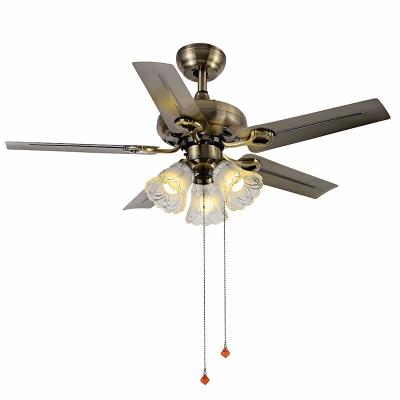 China Usha Decorate 5 Wings Metal Steel Metal Old Plywood Cafe Orient Design Bedroom Chandelier CE Ceiling Fan Used With Light for sale