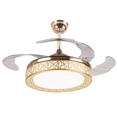 China Forward and Reverse Functions Include 42Inch Modern RV Auto Masrou LED Rose Gold Ceiling Fan With Invisible Light Up 4 Retractable LED Blade for sale