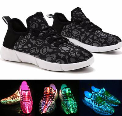 China Woven Upper Shining Fiber Optic LED Shoes Remote Control Led Sneakers For Adults for sale