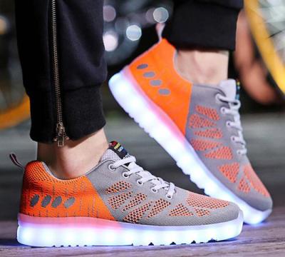 China Grey + Orange Light Up Tennis Shoes , Safe Led Light Up Shoes For Adults for sale