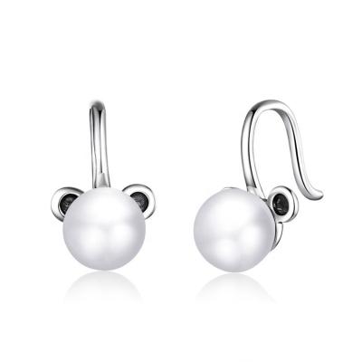 China OEM Youchuang Cute Bear 2022 New Fashion Cute Drop Earring For Women Minamilist Small Solid Silver Pearl Round Wedding Earrings for sale