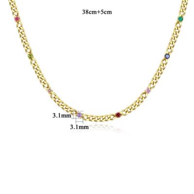 China Youchuang Necklaces Fashion Custom Made Sterling Silver High Quality Gold Plating Diamond Crystal Cuban Link Chain Tennis Necklace for sale