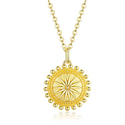 China TRENDY ODM 18K Gold Plated Stars Cover Pendant Necklaces Designer 925 Silver Minimalist Hammered Custom Coin Chain Necklace For Woman for sale