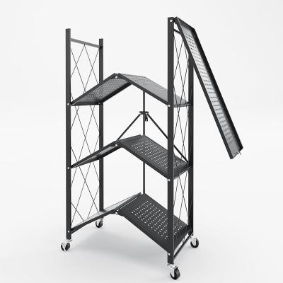 China Adjustable Multi-Layer Living Room Storage Rack Corrosion Protection Kitchen Display Stand Mobile For Toys Metal Rack for sale