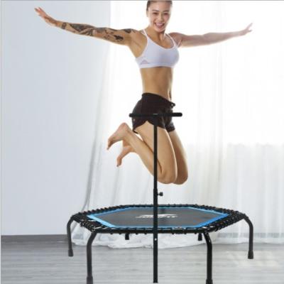 China Without Protective Net High Quality Folding Trampoline With Handle Equipment Indoor Home Exercise Gym Mini Adult Trampoline For Sale for sale