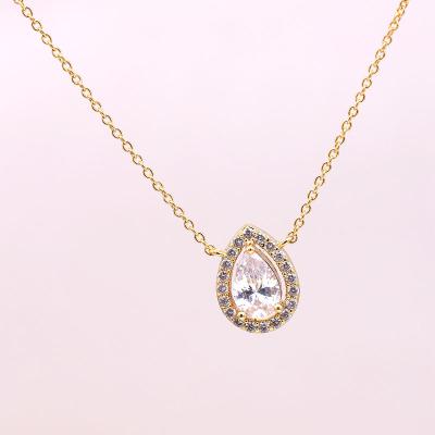 China 2021 fashion Mius 1-2 luxury gold plated teardrop pendant with zirconia necklace for sale