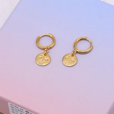 China 2021 1-2mius Trendy Fashion Gold Plated Circle Earring With Round Face Pendant for sale