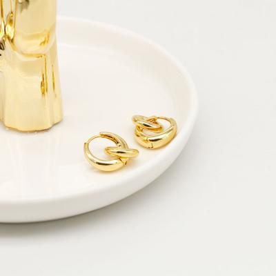 China 2021 TRENDY Fashion 18k Gold Plated Two Soft Ring Linked Earring for sale