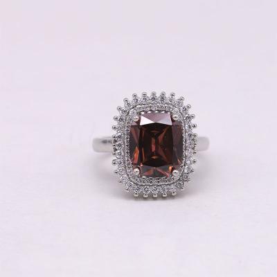 China 2021 Fashionable Best Selling Rhodium Rhodolite Zircon Cushion Stone Ring for sale