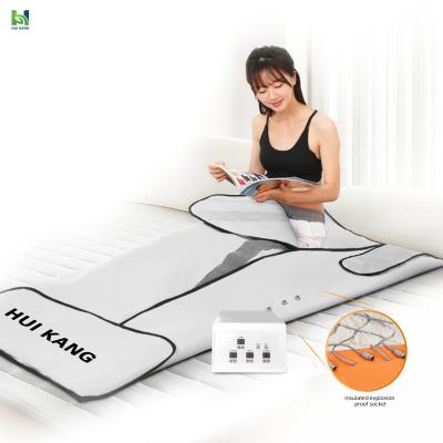 China 600watt Portable Spa Weight Loss And Detox Carbon Fiber Heating Pu Slimming 3 Zone Far Infrared Sauna Blanket for sale