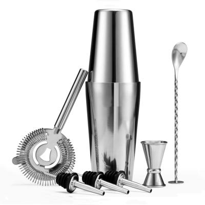 China Amazon Stainless Steel 8 Piece Tool Cocktail Making Boston Shaker Set Coqueteleira for sale