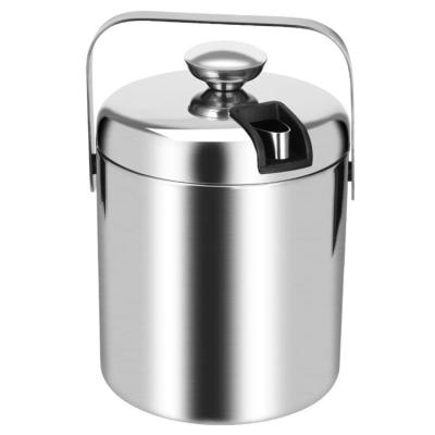 China Sustainable Double Wall Insulated Metal Stainless Steel Ice Bucket With Tongs for sale