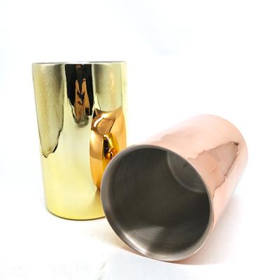 China Home Decoration Stainless Steel Rose Gold Candle Jar , Stemless Metal Candle Cups For Lamp Or Candle for sale