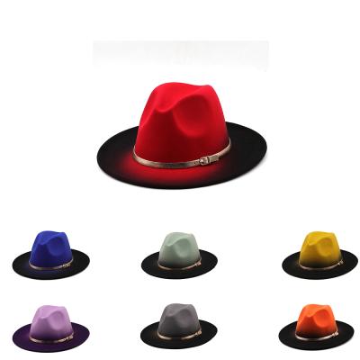 China Felted Hat Casual Hats With Chain 2021 New Women Fedora Hats for sale