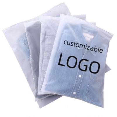 China Custom Logo Aseptic Recycled Frosted Waterproof Mylar PE Packing Plastic Ziplock Bag For Clothing for sale