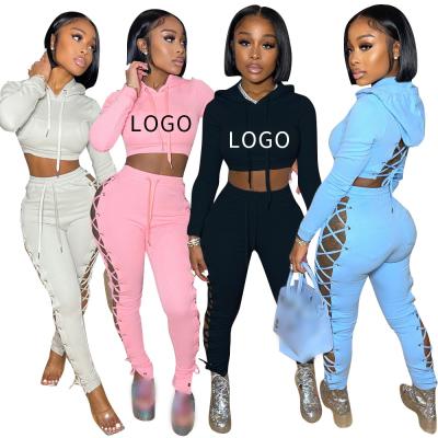 China 2021 Viable Autumn Fashionable Crop Top 2 Piece Set Fall Outfits Women Dress Pants Two Piece Set for sale