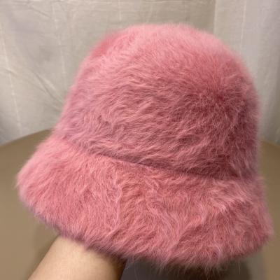 China Character Women Winter Fluffy Hats Fashion Solid Color Fashion Warm Hats For Fur Bucket Hat for sale