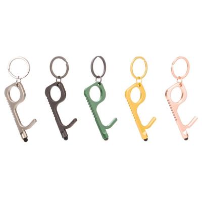 China Multi Tool Eco-friendly Non-contact Hand Security Safety Function Stylus Free Key Tool No Touch Key Chain Door Opener Self Defense Key Chain for sale