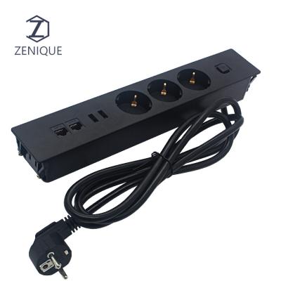 China 2022 New Trend Office Commercial Modern Switches and Multi Socket 3.1A USB Charger Eu Sockets Socket Desk Set for sale