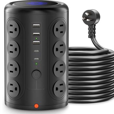 China 6FT Extention Cord Tower Power Strip With 16 Outlets And 5 USB Ports Surge Protector for sale