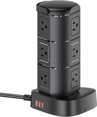 China Tower RGB Power Strip Waterproof With 9 AC Outlets, 6ft Extension Cord for sale