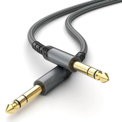 China 24K Gold Plated Guitar Cable 6.35mm Aluminum Shell 6.35mm Male To Male For Microphone for sale