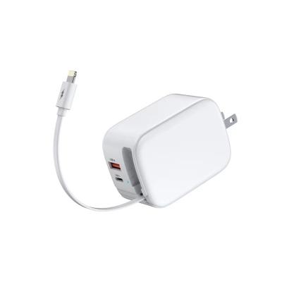 China 2024 nieuw ontwerp product 3in1 Telefoon GaN Fast Charger 45W 8Pin-poorten met terugtrekbare kabels Te koop