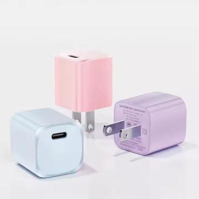 China Colour Custom Single C Port Mini Cube GaN US Plug Charger Adapter Mobile Wall Chargers for sale