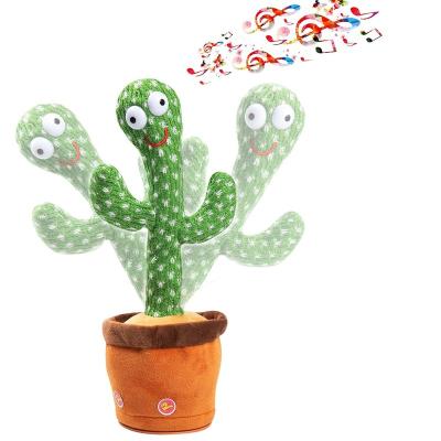 China Eco-friendly Imitation Recording Cactus Singing Sounds Dancing Song Toy Light Up LED For Kid USB Rechargeable Interactive Early Study for sale