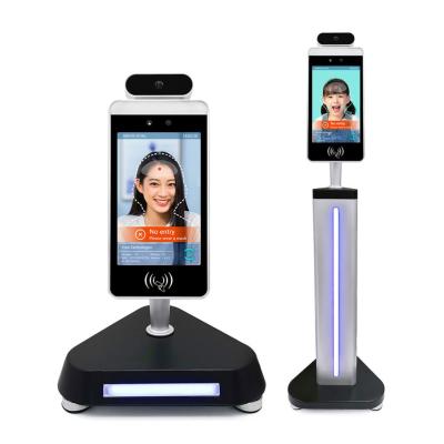 China Motion Detection Non Contact Human Body Body Temperature Detector 8 Inch Face Recognition Attendance Machine for sale