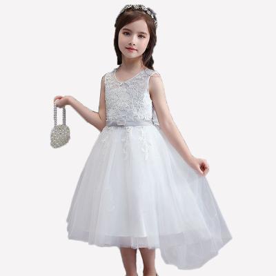 China Breathable White European American Sleeveless Princess Dress Wedding Children Puffy Dress Retro High Waist Dress for sale