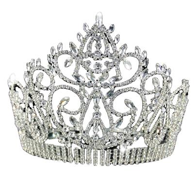 China Fashionable elegant high-end beauty pageant chain rhinestone claw chain leaf European and American bridal headdress crown jewelry for sale