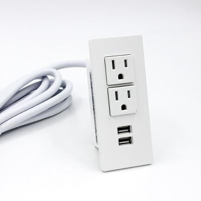 China Residential / Multi-Purpose US Electrical White Dual Sockets Outlet Outlet Sockets With USB Ports For Laptop Computer Furniture for sale