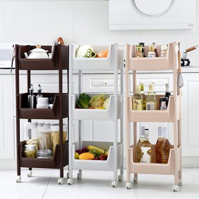 China Plastic Rack Toy Storage Shelf Bin Kitchen Storage Rack Sustainable Three-Layer Racks for sale