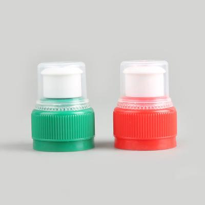 China Non Spill Sports Water Bottle High Quality Available 28mm Plastic Push-Pull Cap With Dust Cover, Double Safety Mineral Water Bottle Cap for sale