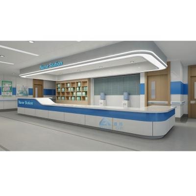 China Modern High Gloss Artificial Stone Information Counter Dental Hospital Nurse Station Clinic Reception Desk Front Desk for sale