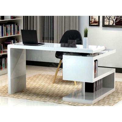 China modern pure white modern furniture manager boss computer single curved artificial stone desk for sale